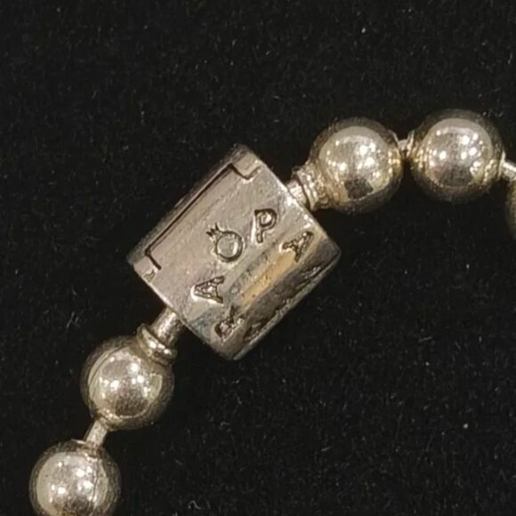 Pandora Silver Beaded Bracelet with Blue Crystal Charm - Picture 3 of 6